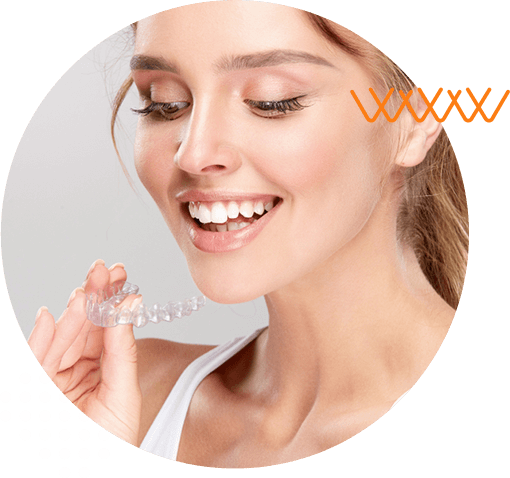 Clear aligners for a girl smiling